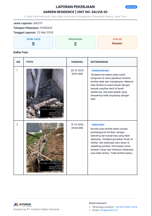 Contoh Laporan Progress Unit / BASTP — gambar 4 dari 4.